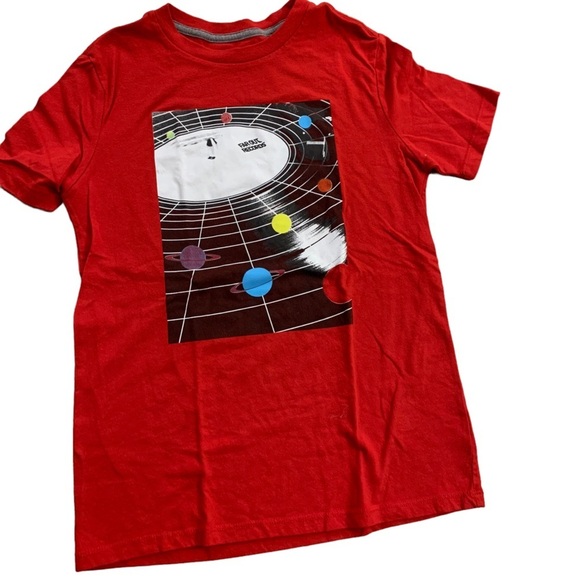 Old Navy | Red Ter Shirt Record Music Solar System Space Album Size Large 10/12 - Picture 2 of 7